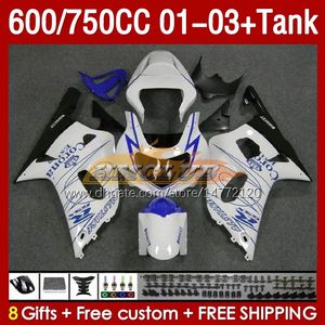 OEM Fairings & Tank For SUZUKI GSXR-750 GSXR600 750CC K1 GSXR750 01 02 03 152No.62 600CC GSXR 750 600 CC 2001 2002 2003 GSXR-600 01-03 Injection Mold Fairing blue glossy