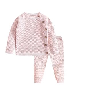 Giyim Setleri Bebek Bebek Sweater Suit Bahar Sonbahar Erkekler Örgü Kazak Setleri Sıcak Pamuklu Kızlar Giyim 2 PCS Doğum Giysileri 0-3 Yıl 220916