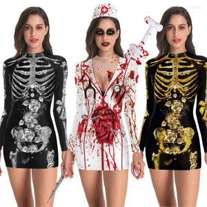 Costume a tema Helloween Cosplay Abito spaventoso per adulto Scheletro Body American Carnival Party Performance Devil Ghost Women