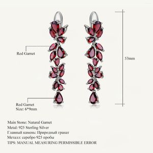 Brincos Dangle Balé de Gem 20,35ct Garnet vermelho natural 925 folhas de lasca esterlina elegante para joias de noivado de mulheres