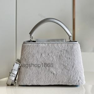 22S Designer Bag Mink 5a Päl läder axelväska Totes handväska messenger väska hög kvalitet designer metallniten snaps 27 cm