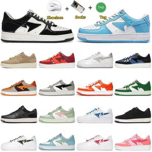 sapatos casuais femininos de grife bapestas baped sk8 sta ABC Camo Bapesta Preto Branco Pastel Rosa Laranja Bege Azul Camurça Tênis Esportivos Plate-Forme Tamanho 45