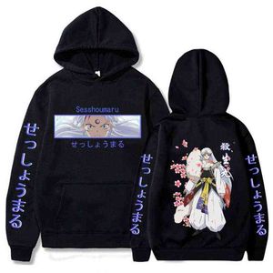 Men's Hoodies Sweatshirts Japanese Anime InuYasha Sesshomaru Hoodie New Uniex Pullover Tops Long Sleeve Hip Hop Double Sided Print Oversized Men's Hoodie G220916