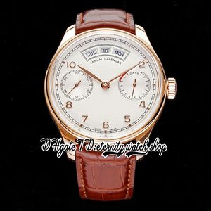 AZF az503504 Annual Calendar Power Reserve Mens Watch A52850 Automatic White Dial Number Markers 18K Rose Gold Case Leather Strap 218W