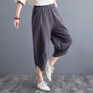 Women's Pants Capris Shimai Cotton Linen Loose Trousers Women Large Size Straight Leg Unique Wide Pant Ladies Summer Pure 220916