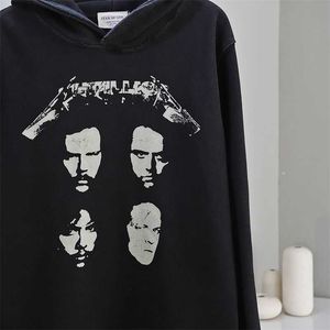 Designer Vintage Washing Old Metal Band Hoodie Fog High Street Casual Men's And Women's Hoodeds