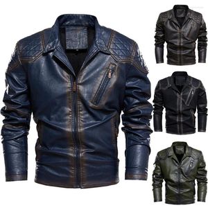 Мужские куртки 2022 прибывают дизайн роскошный зимний флис теплый мужские кожаные набранные ретро -молнии на мотоцикле