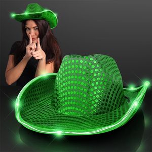 Light Up Iridescent LED Space Hat Cowgirl halloween show with glowing jazz Cowboy