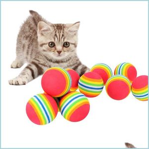 Cat Toys Interactive Cat Toys Ball Pet Supplies Play Chewing Rattle Scratch Eva Training Attract Entertain 3.5Cm Rainbow Toy Drop Del Dhxlh