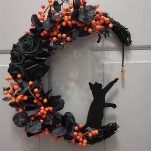 Decorazioni natalizie decorazioni di Halloween per casa rosa luna gatta ghirlanda di Halloween decorazione di porte di cristallo ghirlanda decorazione natalizia 2023 220916