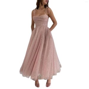 Casual Dresses Ladies Dress Sexy Slim Sleeveless Sling Tube Top Mesh Sequin Stitching Graduations Robes De Cocktail Robe Soire Mariage