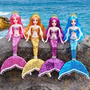 42cm BJD Princess Doll 3D Eyes Mermaid Doll Set Articulated Removable Fashion 13 Dressable Girl Toy Birthday Gift 220816