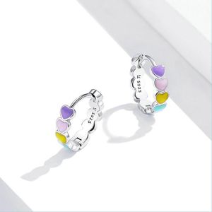 Charm Rainbow Heart Hoop Earrings Real 925 Sterling Sier Colorf Enamel Round For Women Wedding Jewelry Drop Delivery 2021 Dhseller2010 Dhfnm