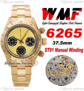 Paul Newman ST91 Manual Winding Chronograph Mens Watch 6265 WMF 1967 Rare Vintage 18K Yellow Gold Black Dial Oystersteel Armband Super Edition Puretime B2