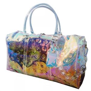 Seyahat Şeffaf toptan satış-Duffel Çantalar Klasik Lazer Flaş Pvc Kadın Çanta cm Şeffaf Duffle Bag Parlak Renk Bagaj Seyahat