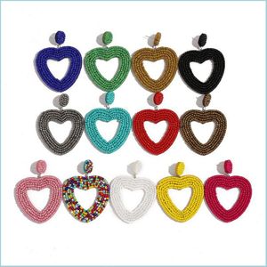 Cerchio Huggie Bohemian Bead Nappa Orecchini pendenti per le donne Matrimonio vintage Trendy Frange Ragazze Regali per feste Colorf Heart Statement Ear Dhrn2