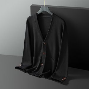 Men s tröjor non Iron Men s Black Blue Cardigan Spring Autumn Oversize 6xl 7xl 8xl Classic Style Casure Clothes 220916