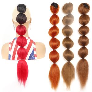 Straight Hair Bubble Ponytail Heat Resistant Synthetic Drawstring Pony Tail Hair Extensions 21 inch