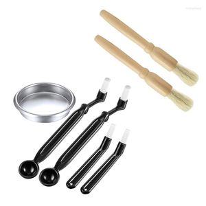 Bakeware Tools Coffee Machine Brush With Spoon&58mm Stainless Steel Back Flush Insert Metal Blind Filter&Wood Cleaning