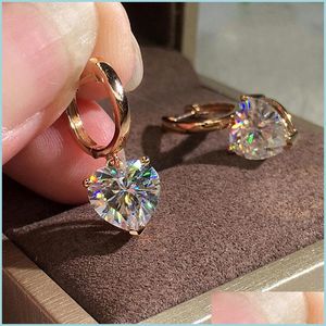 Charm Charm Charming 18K Rose Gold Hoop ￶rh￤ngen Hj￤rtform CZ Crystal Diamond Dangle Jewelry Gift 1831 Q2 Drop Delivery 2021 DHSELLE DHVRL