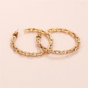 Hoop Earrings Huitan Luxury Chain For Women Big Circle Fashion Contracted Lady's Ear Accessories Arrival Statement Jewelry