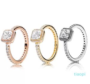2022 new fashion Real 925 Sterling Silver CZ Diamond RING con LOGO Original Fit Pandora style 18K Gold Wedding Ring Gioielli di fidanzamento per le donne