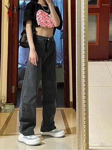 Jeans femininos Yitimoky Baggy Mulheres Vintage 4xl Torno