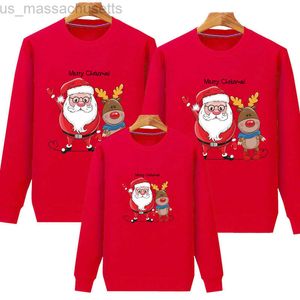 Family Matching Outfits New Trendy Three-piece sweater Christmas Dress Family Plus Velvet Thick Long-sleeved 2022 Mother-daughter Parent-child Hoodie L220916