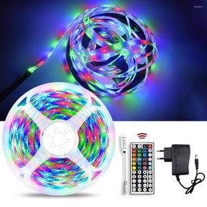 Strips 12V 2835 LED Light Strip RGB Tape 5m 10m 15m IR 44 Key With Power Lights For Room TV Decoration Decor Christmas