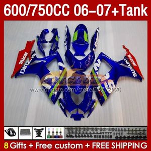 スズキGSXR600 750CC GSXR-750 K6 GSX-R600 06-07 154NO.0 600CC GSXR 600 750 CC GSXR750 06 07 GSXR-600 2006 2006 OEMフェアフェアリングファクトリーブルーブルーブルーブルーブルーブルーブルーブルーブルーブルーブルーブルーブルーブルーブルーブルーブルーブルーブルーブルーブルーブルーブルーブルーブルーブルーブルーのための射出型フェアリングタンクタンクタンク