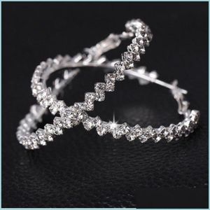 Hoop Huggie ￶rh￤ngen Hoop Exquisite Fashion Jewelry Diamond Earring Wedding/Engagement Round Drop Hanging 925 Sterling Sier 712 DELI DH4VN