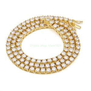 Abgestuft 2023 3 mm 4 mm 5 mm 1-reihige Tenniskette mit kubischem Zirkon Gold Silber Micro Pave CZ Kupferschmuck Halsketten für Herrengeschenke Silberne Modeschmuck-Halsketten