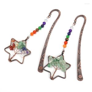 Pendant Necklaces 12Pcs/Lots Colorful Beads Natural Gravel Antique Copper 7Chakra Tree Of Life Healing Crystal Gifts For Book Lovers Women