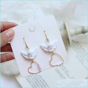 Dangle Chandelier Love Heart Cupid Ear Pendants Hook Beading Women Charm Valentines Day Earrings Fashion Korean Style Jewelry Access Dhiq7
