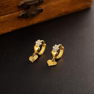 Hoop Earrings Gold Lovely Cz Stone Kid Little Girls Jewelry Security Safety Princess Round Huggies For Women Party Gifts