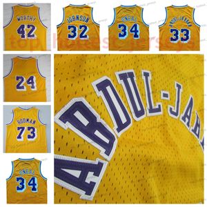 Retro Męskie koszulka koszykówki 34 Shaq 32 Johnson Neal Abdul-Jabbar Wilt Chamberlain 24 Dennis Rodman zszyty w thowback Jersey Mesh