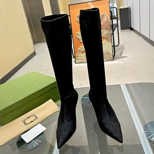 Boots for Women designer Fashion Luxury Women's winter Knitted Socks Bootss Sexy elastic boots Fine heel 8CM Thigh High Boot Breathable Elastics Pointed Toe shoes