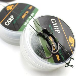 Entertainment Sports Lines 20m Fishing Line Camo Green Braid Soft Hooklink 15 20 25lb Fishing Rigs Accessories For Carp Fishing Tackle...