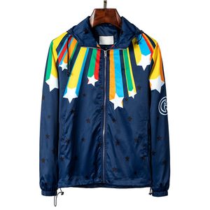 autumn and winter men's jacket childlike rainbow star pattern color stitching printing casual fashion comfortable sports warm zipper coat