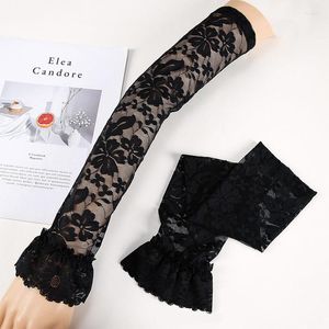 Knee Pads Summer Women Driving Glove Sunproof Arm Sleeves Sexy Lace Gloves Lady Fingerless Elastic Sleeve Fake Classic Long