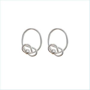 Ear Cuff S925 Sier Needles Originale fatto a mano semplice metallo orecchino a goccia femminile coreano netto celebrità orecchini di perle geometriche alla moda De Dh06H