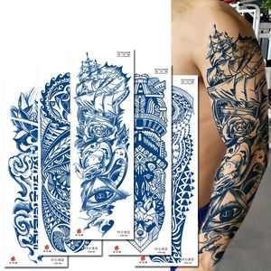 52 verschiedene Stile Vollarm-Tattoos, wasserfest, temporäre Tattoo-Aufkleber mit Farbverlauf, Kräutersaft-Tattoo-Patch, Geisha-Blume