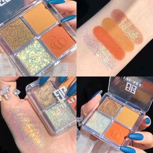 Dikalu transparente Paleta de sombra acrílica de quatro cores Paleta de sombra perolada no escuro Nine Square Grid Eyeshadow