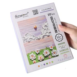 Landskapsserie DIY Craft Ritning Kit Oil Pastell 12st/Set With Picture Frame Scraper Special Paper and Beauty Lim