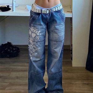 Women's Pants Capris Gothic Jeans Pants Women Y2K Long Trouser High Street Streetwear Low Waist Denim Jeans casual Bottoms Pantalones De Mujer 220916