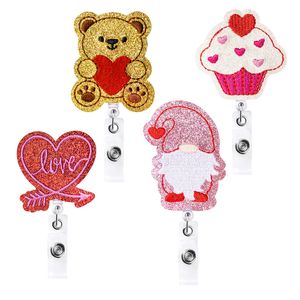 Altro materiale scolastico per ufficio L Set di 4 Bobine per badge retrattili a cuore d'amore Dolce orso Cupcake Gnomo Scintillio lucido Feltro Na Carshop2006 Amiyk