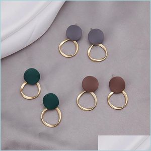 Stud Ear Stud Needle Korea Chic Retro Irregar Frosted Color Disc Circle Earrings Ins Style Earring For Women 3709 Q2 Drop Delivery 20 Dhu1P