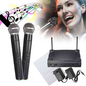 Mikrofoner Dual VHF Professional Handheld Wireless Microphone Mic System med mottagare för Kareoke Microphone Party KTV Studio T220916