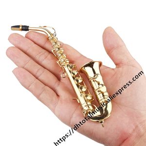 Annan evenemangsfest DH Miniature Saxophone Model Replica with Stand and Case Dollhouse Accessories Mini Musical Ornaments Christmas Gifts 220916
