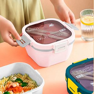 Double Layers Plastic Lunch Box PP BentoBox With Compartments Microwave Portable Box Fruit Food ContainerBox LYX182